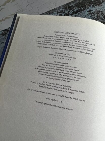 First Edition Page for Excalibur by Bernard Cornwell