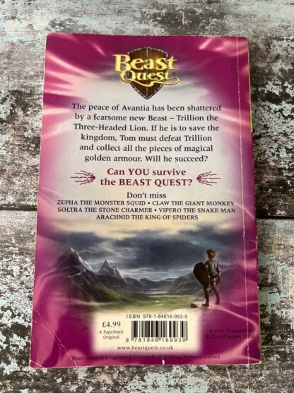 An image of the book Beast Quest, The Golden Armour. Trillion the Three-Headed Lion by Adam Blade